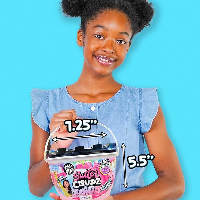 Compound Kings Fluffy Butter Cloudz Scented Large Slime Bucket for Kids – Soft, Squishy, Non-Toxic Sensory Toy | Pink Cotton Candy Slime Gift