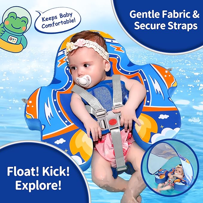 Baby Beach Float with Canopy 1 Year Old Pool Float 6 Month Pool Float 12 Month Swim Float for Infants & Toddlers Infant Swim Float