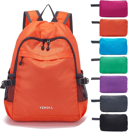 YZAOLL Small Lightweight Packable Hiking Backpack, 20L Hiking Backpack Day Pack for Women Men Travel Camping Vacation,Orange
