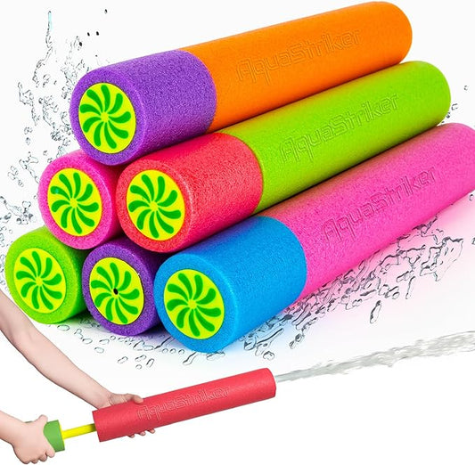 ArtCreativity Foam Water Guns for Kids - 6 Pack - Long Range Swimming Pool Noodle Water Squirter - Fun Water Blaster Fighting Game Toys - Summer Beach Party Outdoor Supplies