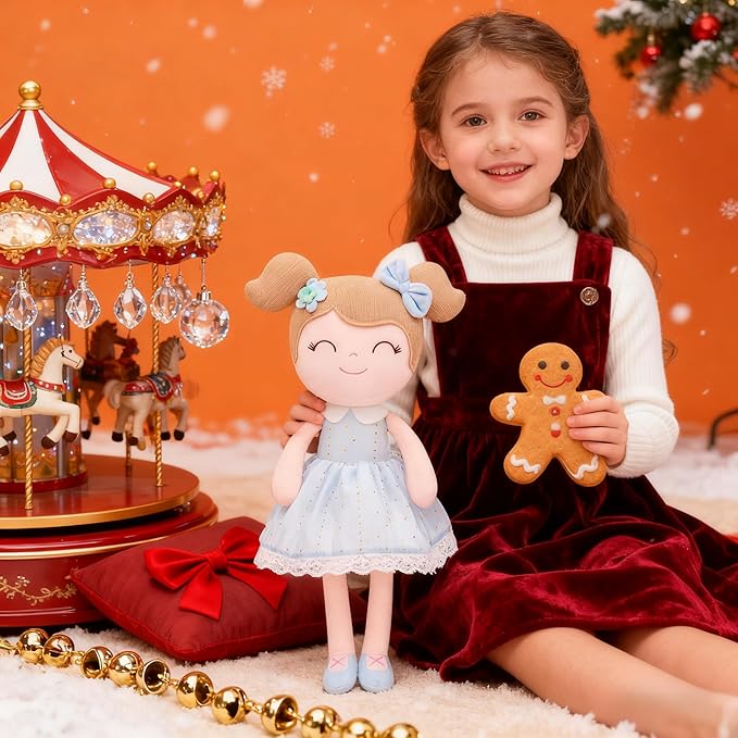 Gloveleya Baby Doll Girl Gifts Cloth Dolls Plush Toy Light Blue