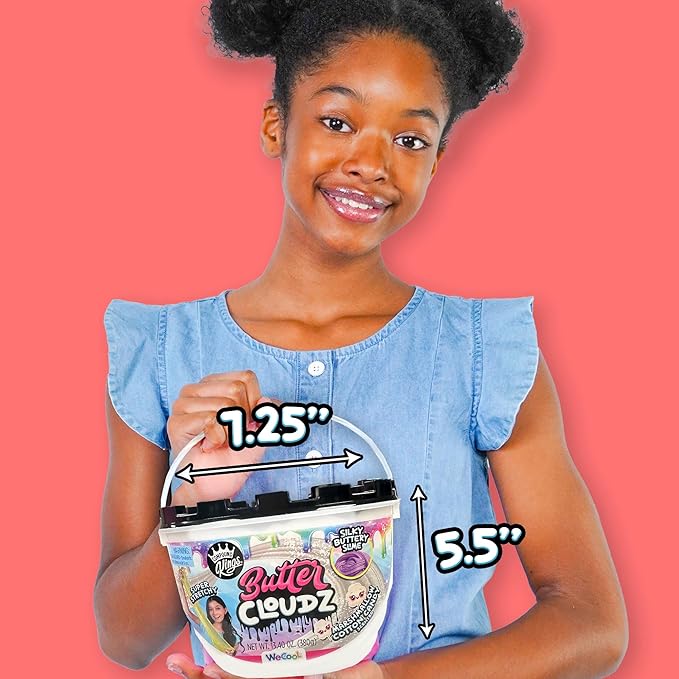 COMPOUND KINGS Fluffy Butter Cloudz Compound Bucket for Girls & Boys | Sensory Toys | Non-Toxic & Non-Sticky | Stress Relieving Tactile | (White Marshmallow)