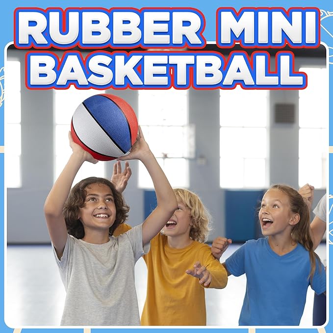 Bedwina Mini Rubber Basketball Balls for Kids - (Pack of 12) 7 Inch, Size 3 - Pool Basketball Hoop Set, Outdoor & Indoor Small Hoops Carnivals, Game Prizes