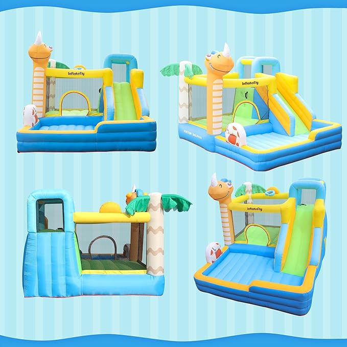 Bounce House Unicorn with Slide - Ball Pit - Basketball Hoop - Blower - Outdoor or Indoor Toddler Bouncy House for Kids 3-8