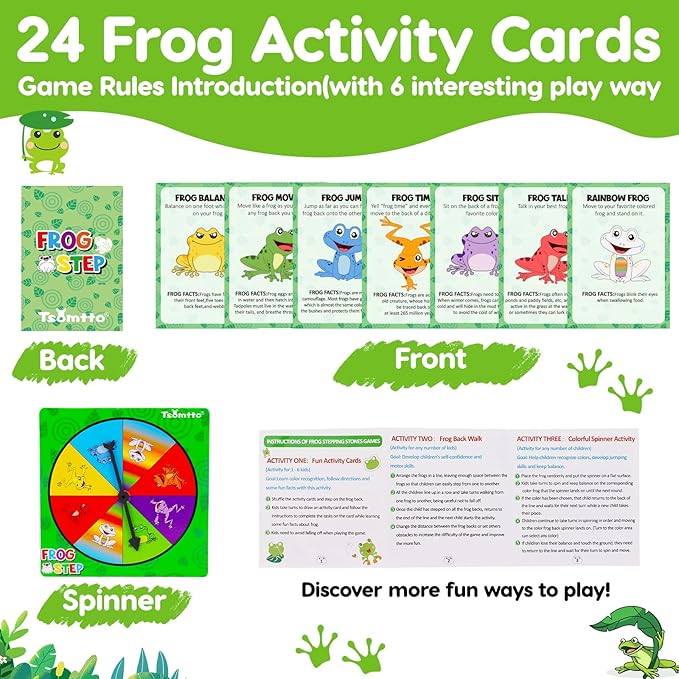 6 PCS Kids Stepping Stones Light Up Frog Balance Stones Outside Toys Ages 3-5 4-8 Plastic Jumping Step Stone Indoor Outdoor Sensory Play Toddler Obstacle Course Coordination Game 3 4 5 6 7 Year Old