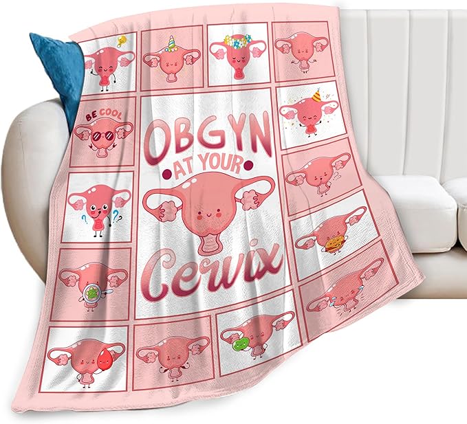 Cervix Uterus Blanket OBGYN at Your Cervix Throw Blanket All Season Ultra Soft Cozy Fleece Hysterectomy Gifts Fuzzy Plush Bedding Blankets Hysterectomy Recovery Gifts for Girls Women 50"x40"