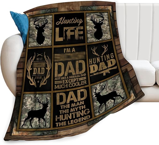 Deer Camo Blanket Deer Throw Blankets Gifts for Men Boys Dad Plush Cozy Flannel Fleece Ultra Soft Fuzzy Hunting Party Blanket for Bed Couch Sofa 60"X50"