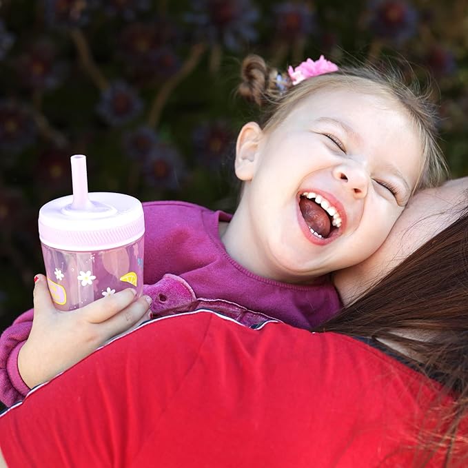 Zak Designs Kelso Toddler Cups For Travel or At Home, 15oz 2-Pack Durable Plastic Sippy Cups With Leak-Proof Design is Perfect For Kids (Sweet Berry, Lemon Zest)