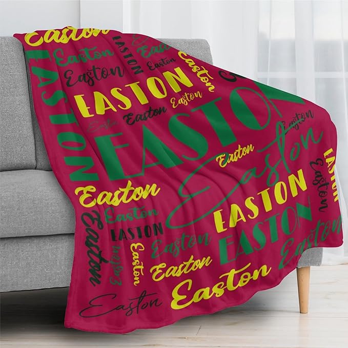 Name Blanket Personalized Blanket for Adult Kids Flannel Customize Throw Blanket Custom (Color 15, 50 x 60 Inches)