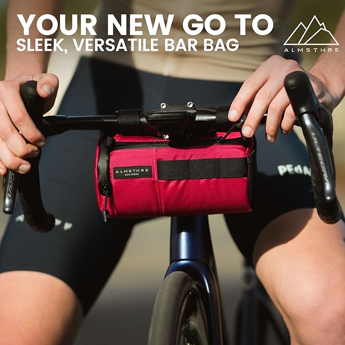 Signature Bar Bag – Passion Pink | Hard-Shell Bike Handlebar Bag with Waterproof Zippers & Adjustable Straps | Lightweight Bicycle Handlebar Bag, Compatible with Road, Gravel & MTB Bikes