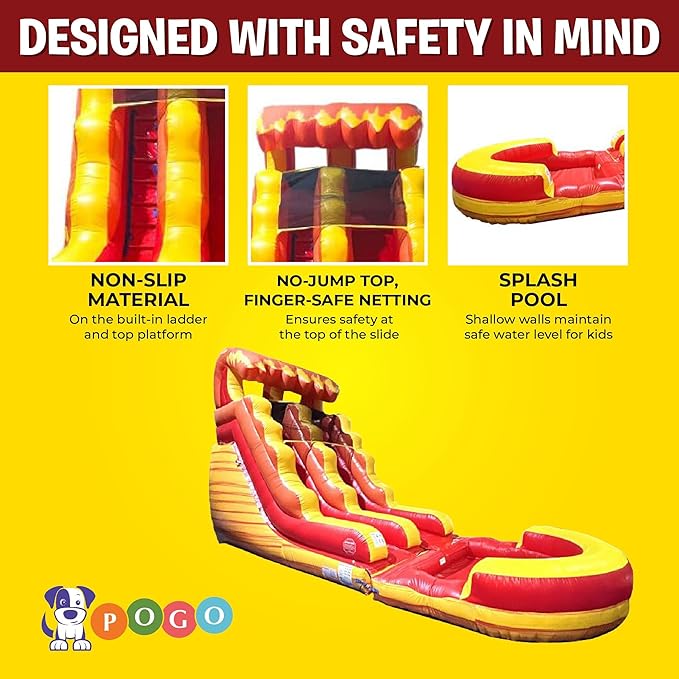 Inflatable Water Slide with Pool for Kids & Toddlers - 25.5' x 9' x 15' Bounce House Double Slide with Pool for Outdoor Play & Backyard - Outside Waterslide Includes Blower Stakes & Storage Bag