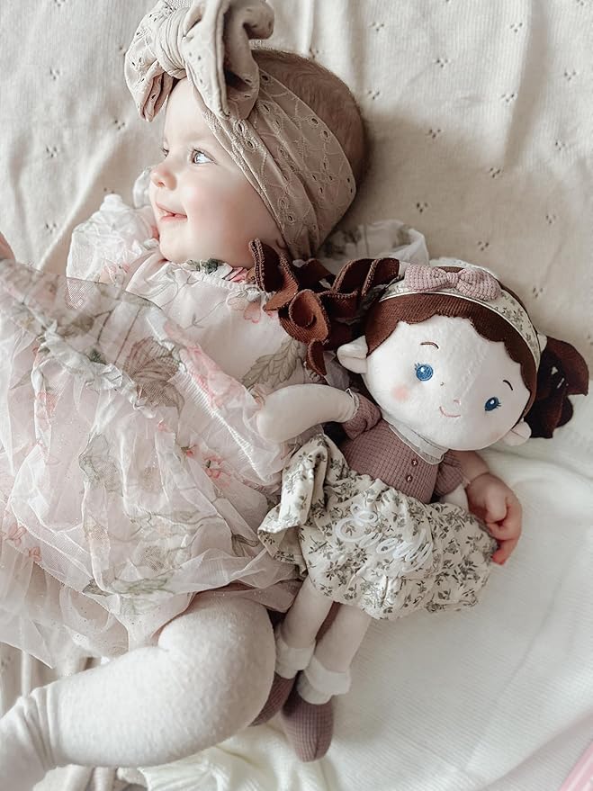 LeyaDoll Soft Baby Doll Toys (16''), My First Baby Rag Doll for 1 Year-Old Girl Birthday Gift, Christmas Plush Toys Gift for Toddler Kids Infants-Miss-Posy
