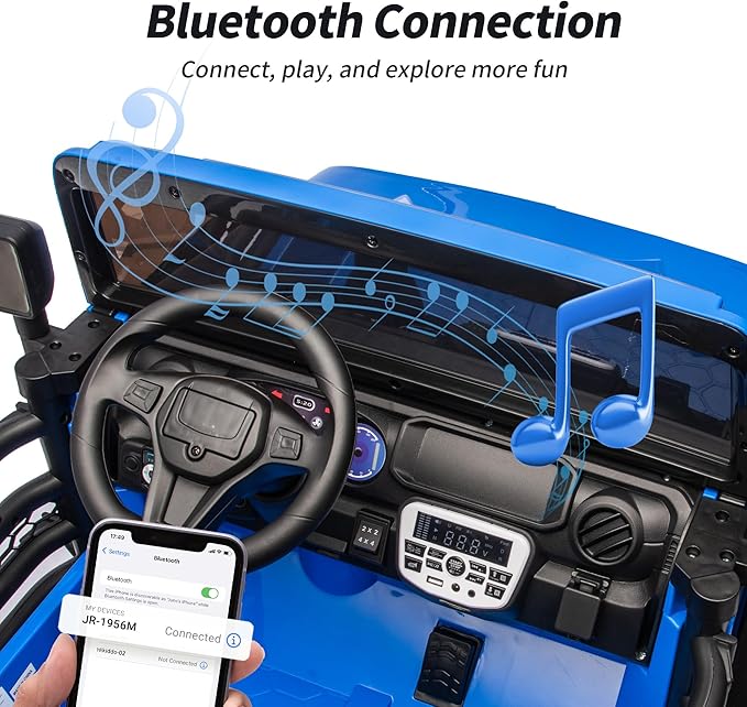 2 Seater Electric Ride on Car Truck, 24V 4x4 Ride on Toy for Kids 4-8 with Remote Control, EVA Tires - Blue