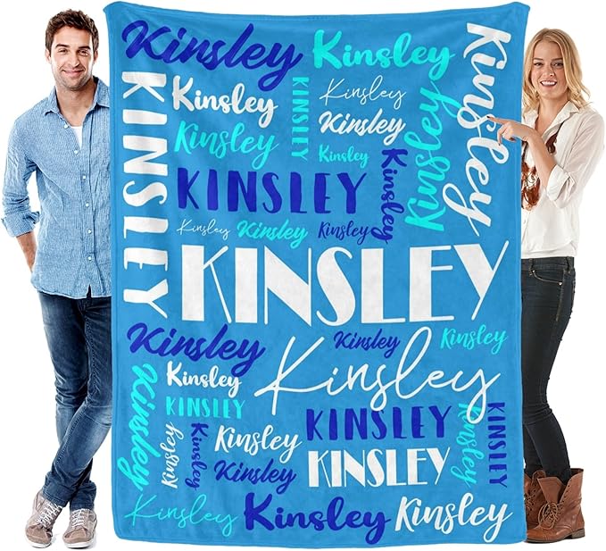 Name Blanket Personalized Blanket for Adult Kids Flannel Customize Throw Blanket Custom (Color 25, 50 x 60 Inches)