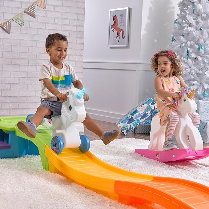 Step2 Unicorn Up & Down Roller Coaster Kids Ride On Toy, Push Car, Indoor/Outdoor Playset, Made of Durable Plastic, Max Weight 50 lbs., For Toddlers 2-5 Years Old, Multicolor
