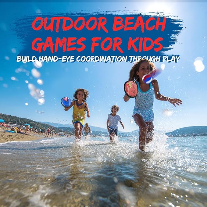 Toss and Catch Ball Game Outdoor Toys, Kids Yard Beach Toys Outside Games Set Kids Toddler Baseball Glove & Catch Ball Toy，Birthday Gift for 3 4 5 6 7 8 9 10 Year Old Boys Girls (Upgraded)