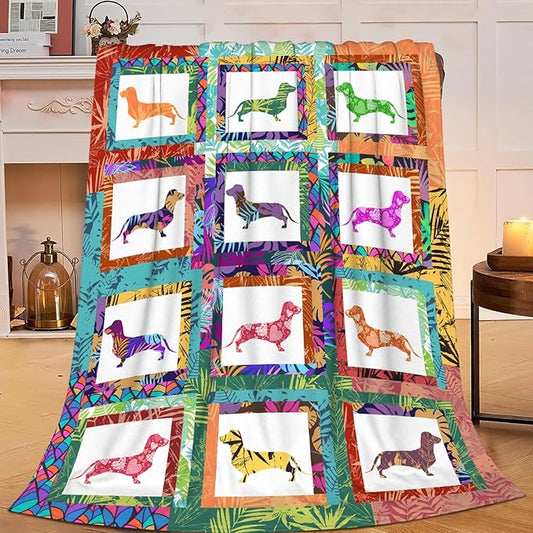 Dachshund Throw Blanket Dachshund Puppy Stuff Weiner Dog Gifts for Women Adults Men Dog Lover Kids Girls Boys Soft Cozy Warm Plush Fluffy Fuzzy Fleece Blanket Decor 40''X50''