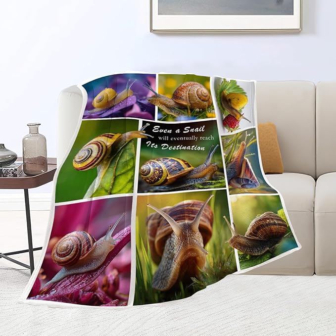 Snail Blanket Snail Lover Throw Blankets Gifts for Girls Boys Kids Soft Cozy Fleece Plush for Couch Sofa Bed 60"x50"