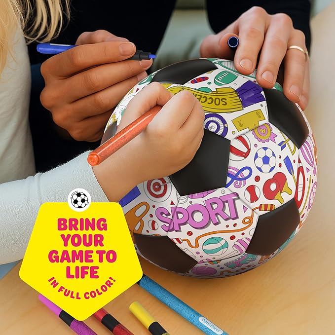 Soccer Ball Coloring Kit for Kids - Soccer Gifts for Girls & Boys - Sports Gifts - 3 4 5 6 7 8 Year Old Boy Birthday Gift - Craft Kits for Kids Ages 4-8 - Boy Toys for 4 Year Old - Games Accessories