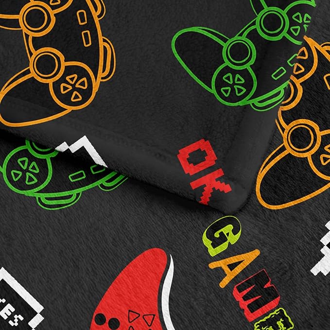 Wajade Game Blanket for Boys and Girls Video Game Controller Enjoy This Game Blanket for Kids Teens Soft Warm Fuzzy Game Blanket for Couch Sofa Bed 50"x60"