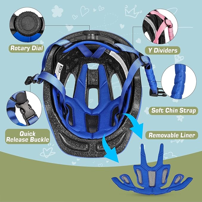 Zacro Kids Bike Helmet for Boys and Girls - from Toddler to Youth Ages 2-5/5-8/8-14 Years Old, Adjustable Multi-Sport Bicycle Skateboard Roller Skating Scooter Balance Bike Helmets for Children Safety
