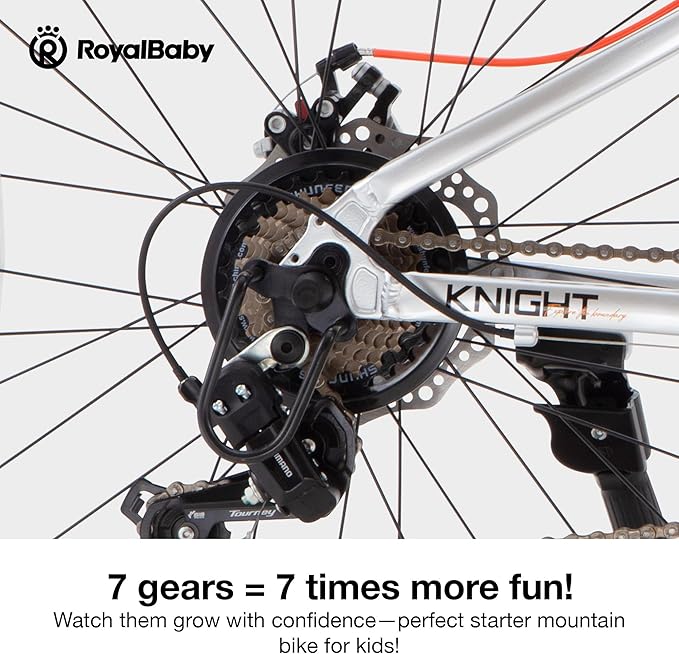RoyalBaby Kids Mountain Bike for Boys and Girls, Ultra-Light Aluminum 20-24 Inch Wheel Bicycle for 6-14 Years Old Children, 7/21-Speeds Drivetrain