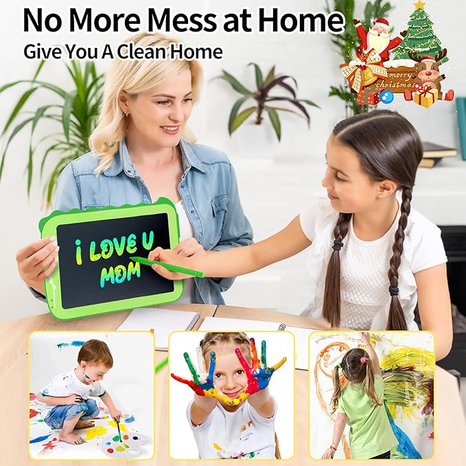 LCD Writing Tablet for Kids - 8.5 Inch Colorful Dinosaur Doodle Pad, Educational Drawing Board, Gift for 3-8 Year Old Boys and Girls, Ideal for Birthday, Party, and Learning Fun (Christmas Edition)