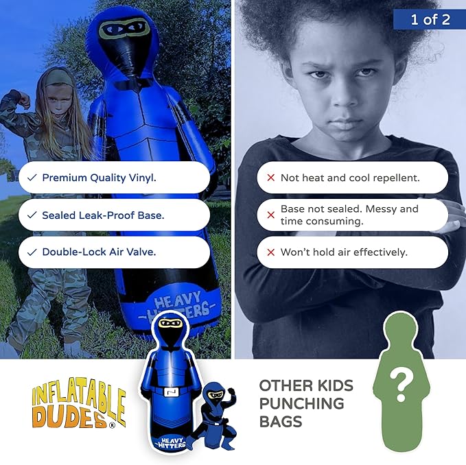INFLATABLE DUDES Ninja Toy 63 Inches -Kids Punching Bag | Already Filled with Sand| Bop Bag | Inflatable Bopper | Boxing | Ninja Birthday Party | Punching Bag for Kids- (Heavy Hitters Nobi)