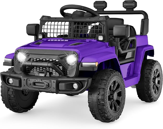 Best Choice Products 6V Kids Ride On Toy, Mini Truck, Electric Play Car w/Parent Remote Control, 4-Wheel Suspension, LED Lights, 2 Speeds, Functional Horn, 3.1MPH Max Speed - Purple