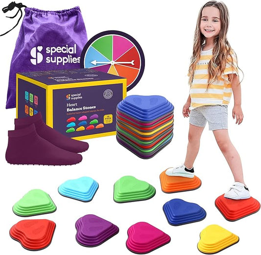 Special Supplies 10 Stepping Stones for Kids Indoor and Outdoor Balance Blocks Promote Coordination, Balance Strength Child Safe Rubber, Non-Slip Edging