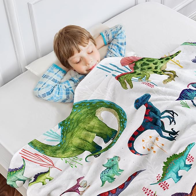 Wajade Dinosaur Blanket for Boys, Soft Fleece Kids Blanket for Couch Sofa Bedroom, Toddler Cute Dinosaur Throw Blanket Gifts for Birthday Christmars Easter Halloween, 60"x80"