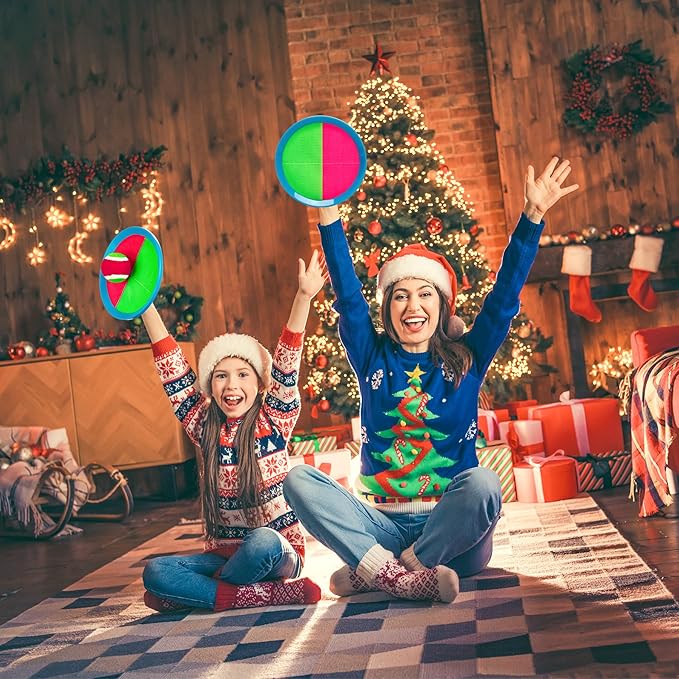 PlayZap Toss and Catch Ball Set Ultra Sturdy ABS - Family Games Christmas Stocking Stuffers Gift for Toddlers Kids Teens Boys Girls 3-5 5-8 8-13+ Yrs - Baseball Toys for Beach Pool Yard Outdoor 4 Pack