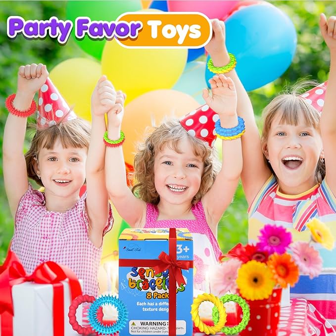 Sensory Fidget Toys for Kids Adults - 8 Pack Stretchy Fidget Bracelet | Texture & Calming Autism Sensory Toys for Special Needs Autistic Children | Calm Down Toy for Toddler Girls Boys