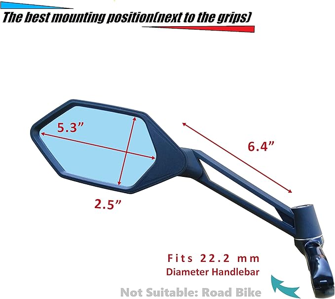 MEACHOW New Scratch Resistant Glass Lens,Handlebar Bike Mirror, Adjustable Safe Rearview Mirror, Bicycle Mirror (Blue Left Side) ME-005LB