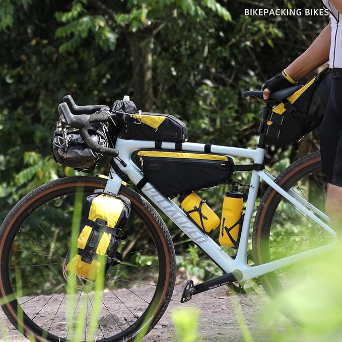 Bicycle Frame Bag Bike Triangle Bag Waterproof Bike Bag 1.7L with Dual Side Mesh Pockets for MTB Road Bike Cycling Commuting and Outdoor Adventures