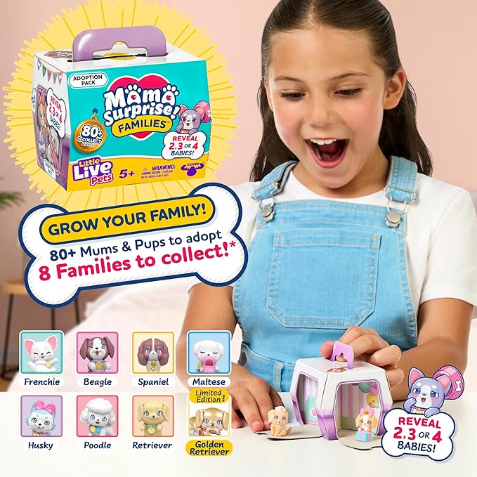 Little Live Pets Mama Surprise Families Pet Vet Playset, Baby Care Clinic Animal Hospital Play Set, 3 Puppies, Accessories, Vet Toy Gifts for Kids 5+