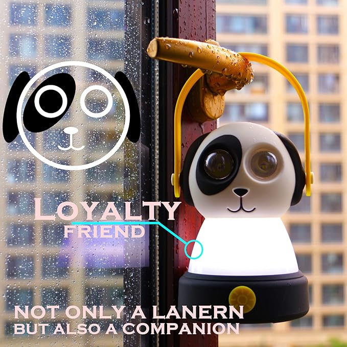 Outdoor Equipment LED Camping Lantern & Headlamp Set for Kids, FANT.LUX Battery Powered Night Light for Emergency, Hurricane, Lightweight Tent Lamp - Owl (Dog Set)