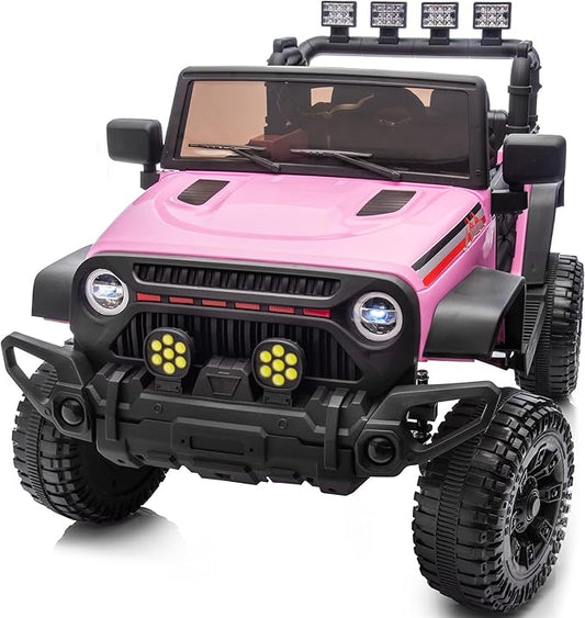4WD Kids Ride on Car Truck, 12V 7Ah Kids Electric Vehicles Car Ride on Toy for Toddlers with Remote Control - Light Pink