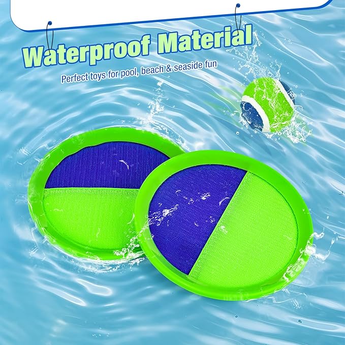 Toss and Catch Ball Game Set - Classic Kids Outdoor Indoor Activity Toys - Great Games for Beach Pool Yard Camping - Sticky Paddle Ball Toy Gift for Toddlers Boys Girls 3 4 5 6 7 8 9 10 11 12 Year Old