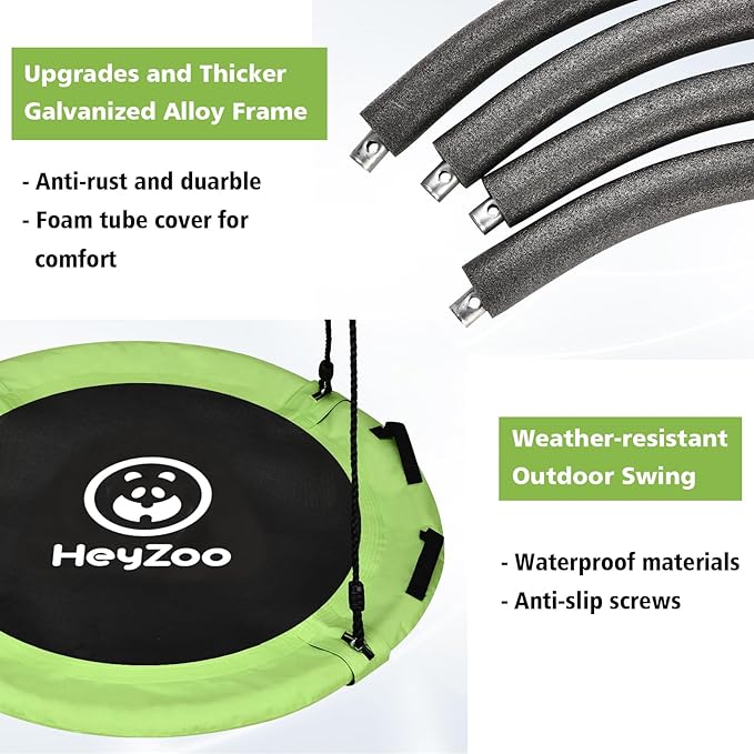 48 inch Tree Swing, Larger Saucer Flying Swing for Whole Family, 900lbs Weight Capacity, with Adjustable Hanging Straps, for Outdoor Playground, Green