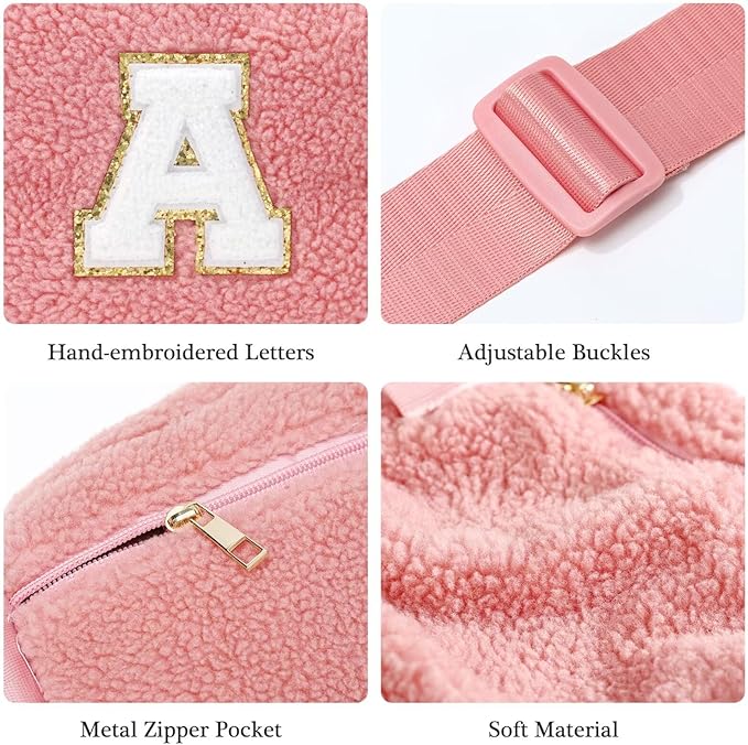 YOOLIFE Gifts for Girls Teen Kids - Initial Fanny Pack for Girls, Preppy Stuff for Teen Girls Teenage Girl Gifts, Initial Crossbody Bag Belt Bag Fanny Pack, Beige P