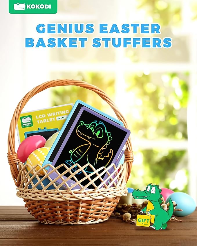 KOKODI LCD Writing Tablet, 10 Inch Colorful Toddler Doodle Board Drawing Tablet, Erasable Reusable Electronic Drawing Pads, Educational and Learning Toy for 3-6 Years Old Boy and Girls(Purple)