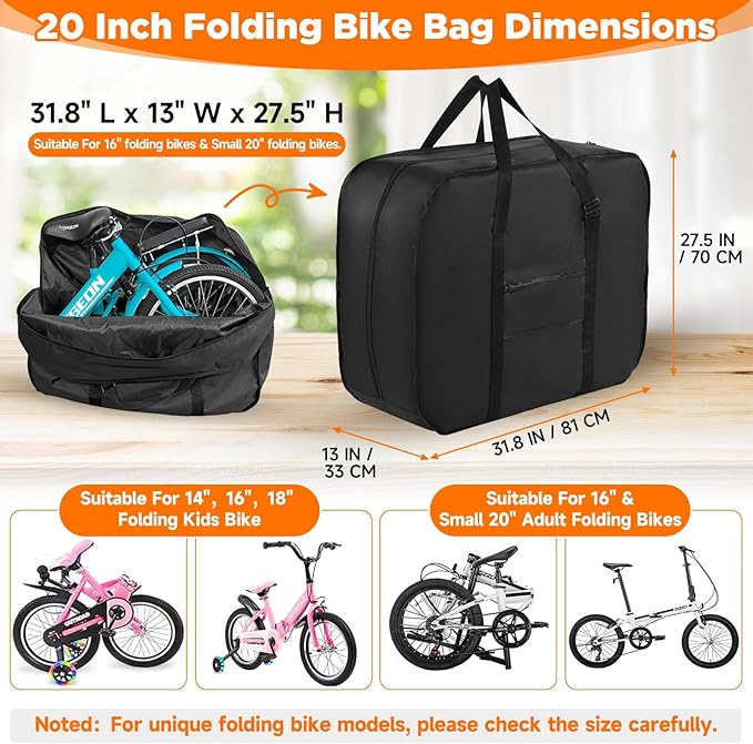 Bike Travel Bag,Heavy Duty 840D Transport Bicycle Storage Carry Bag with Strong Webbing,Portable Folding Cycling and Bicycle Bags Bike Suitcase Waterproof for Airplane Shipping