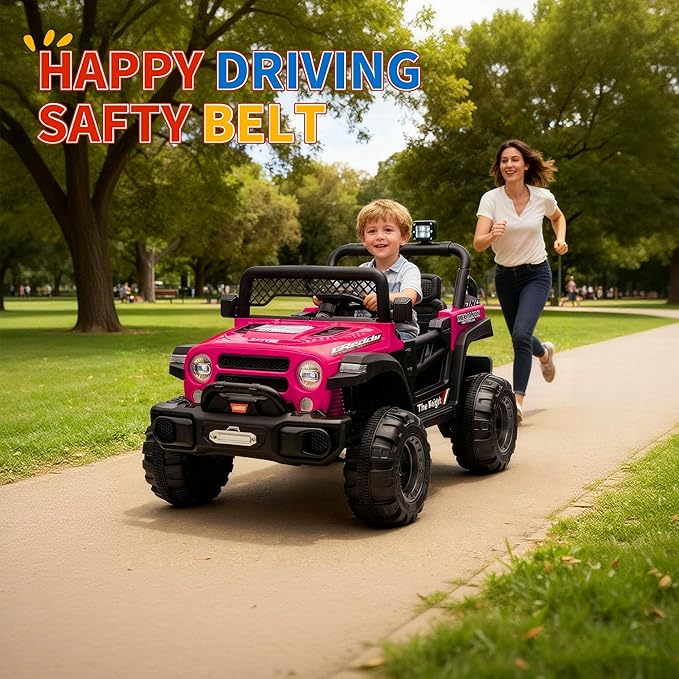 12V Kids Electric Ride on Truck，Parent Remote Control Car for Kids| Features 3 Speeds to 6MPH, 2 * 550w Moto, Spring Suspension, LED Lights, Music | for Children Aged 2-8 Years, Rose