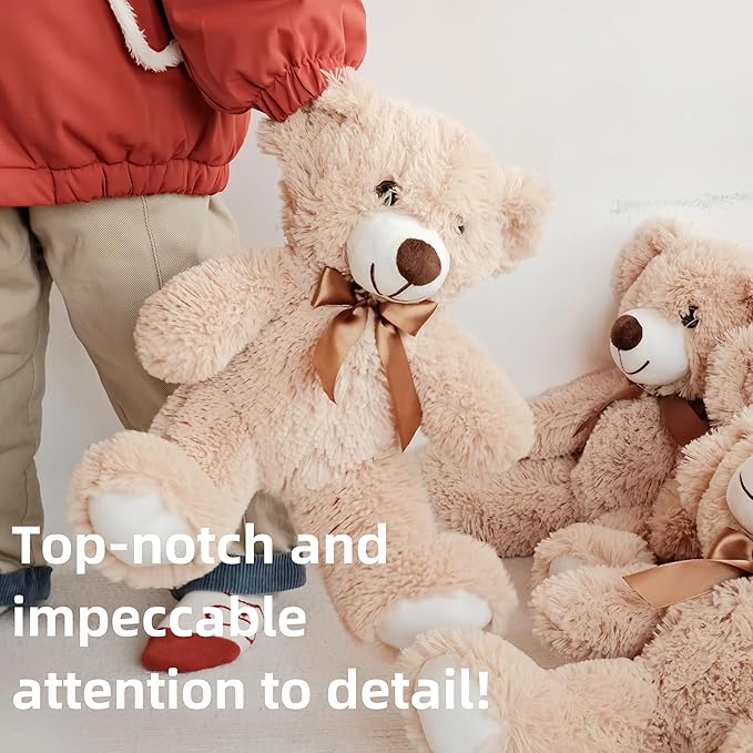 5 Pack Teddy Bears Bulk 13.5 inich Teddy Bear Stuffed Animal Baby Shower Decorations for Centerpiece Gifts for Christmas Valentine's Mother's Day for Kids or Adults (5 Light Brown)