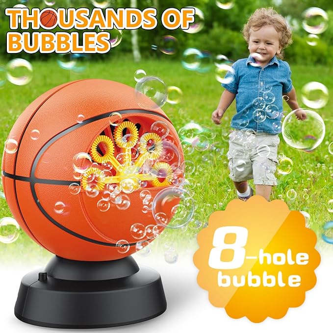 Basketball Bubble Machine, Toy for Ages 5-7 Year Olds, Kids & Toddlers, Birthday Gift for 3 4 5 6 7 8 Year Old Boys Girls, Suitable for Party, Outdoor & House Activities with Bubbles