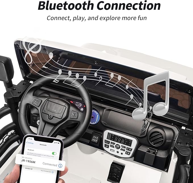 2 Seater Electric Ride on Car Truck, 24V 4x4 Ride on Toy for Kids 4-8 with Remote Control, EVA Tires - White