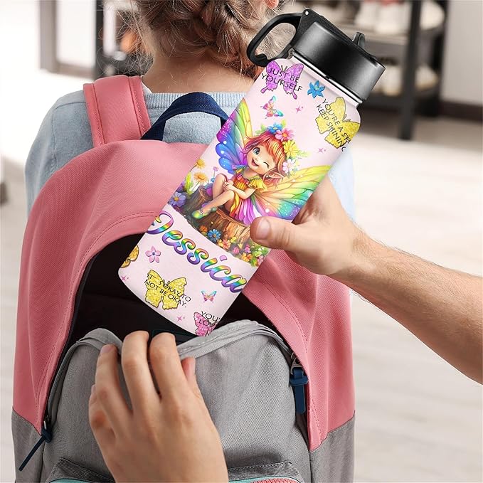 M YESCUSTOM Personalized Water Bottles for Kids with Straw Lid Custom Sports Water Bottle for School Personalized Names Stainless Steel Double Wall Insulated Cup Customized Gifts for Boy Girl Style20