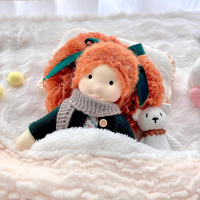 BlissfulPixie Handmade Waldorf Doll- Diana 12", Soft Girl Rag Doll with Cute Stuffed Plush, Ideal First for Babies & Toddlers