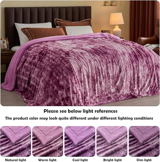 NEWCOSPLAY Super Soft Faux Fur Blanket Twin Size Light Purple Sherpa Fuzzy Plush Warm Blanket for Sofa Bed (Light Purple, Twin(60"x80"))